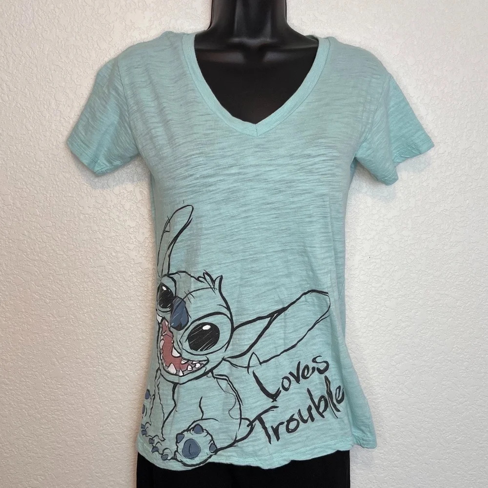 Lilo and Stitch "Loves Trouble" V Neck T Shirt - Picture 4 of 10